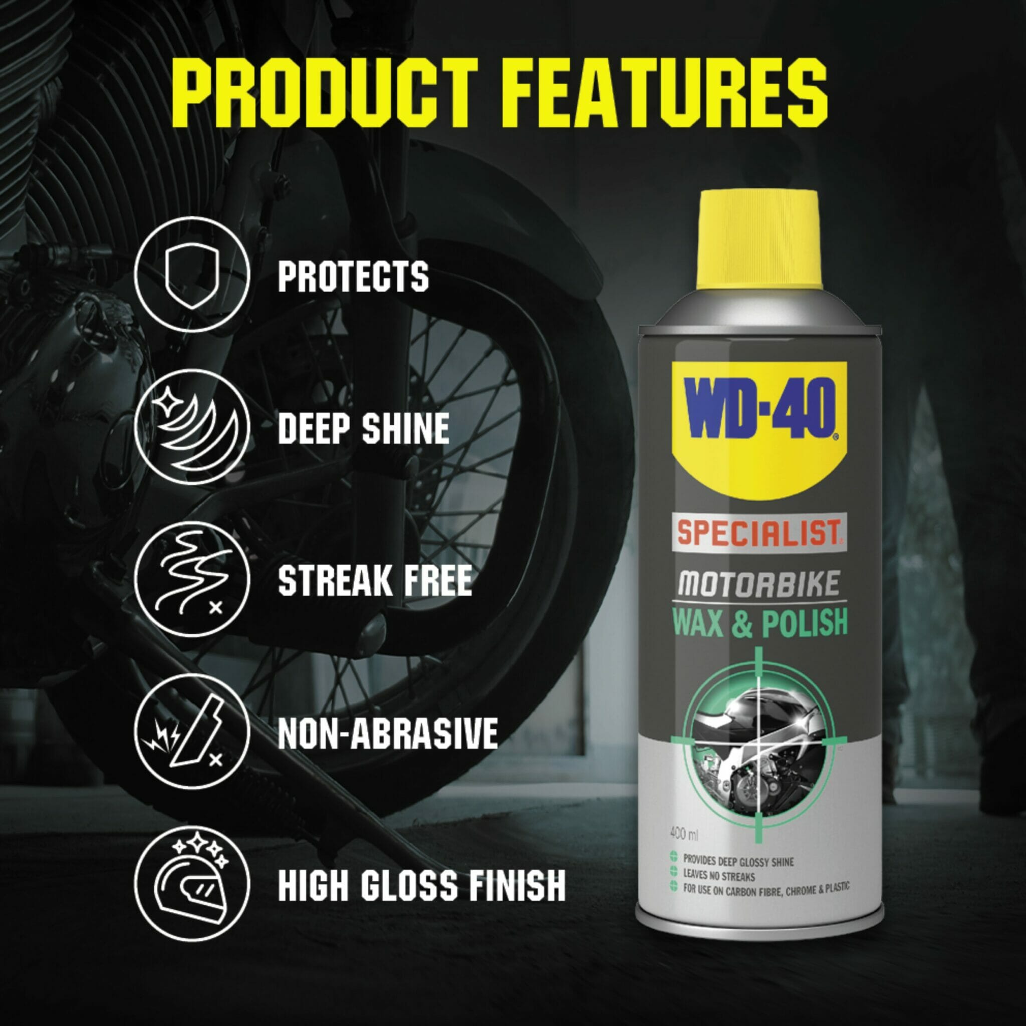 WD40 Specialist Motorcycle Polish & Wax Spray 400ml