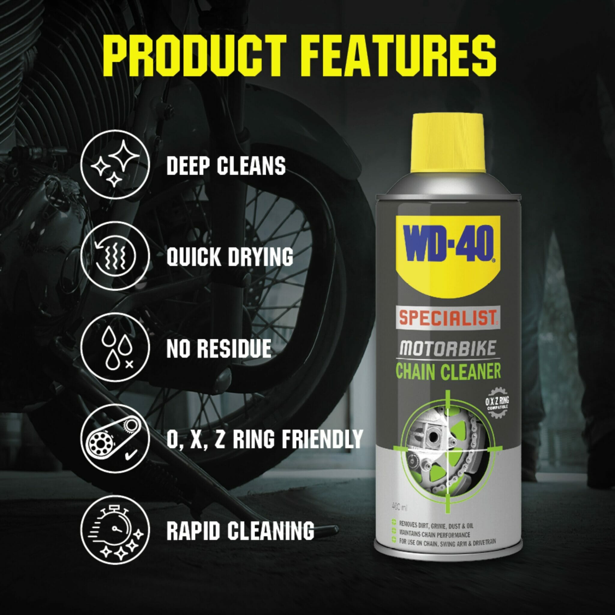thumbnail image 2 of Motorcycle Chain Oiler Spray Gear Mess-Free Chain Wax Chain Cleaner Attachment Motorcycle Chain 2 of 9
